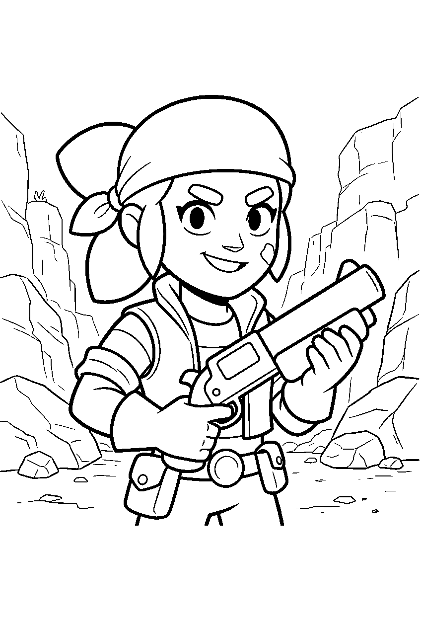brawl stars characters in rocky canyon line art