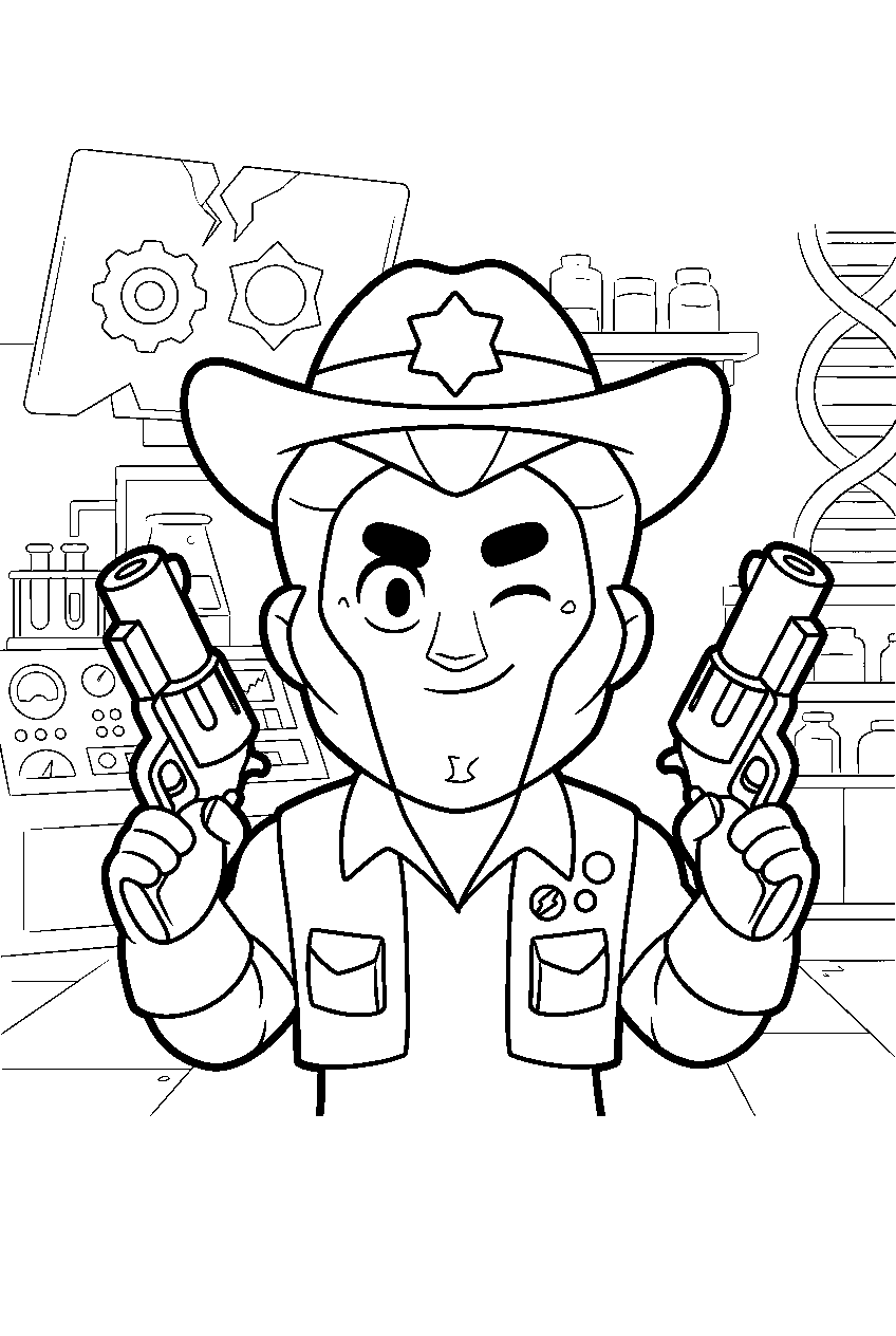 brawl stars characters in secret laboratory line art
