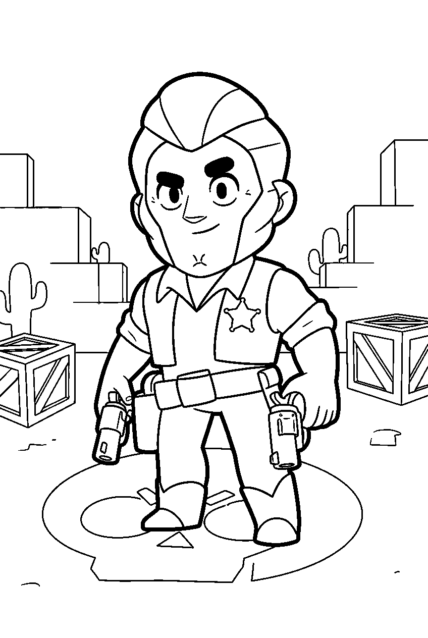 brawl stars characters in showdown arena line art