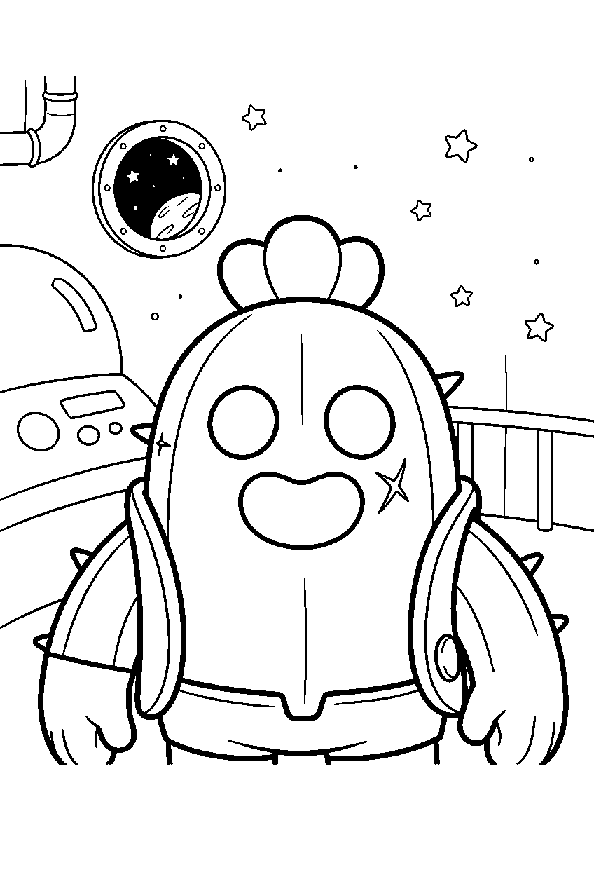 brawl stars characters in space station line art