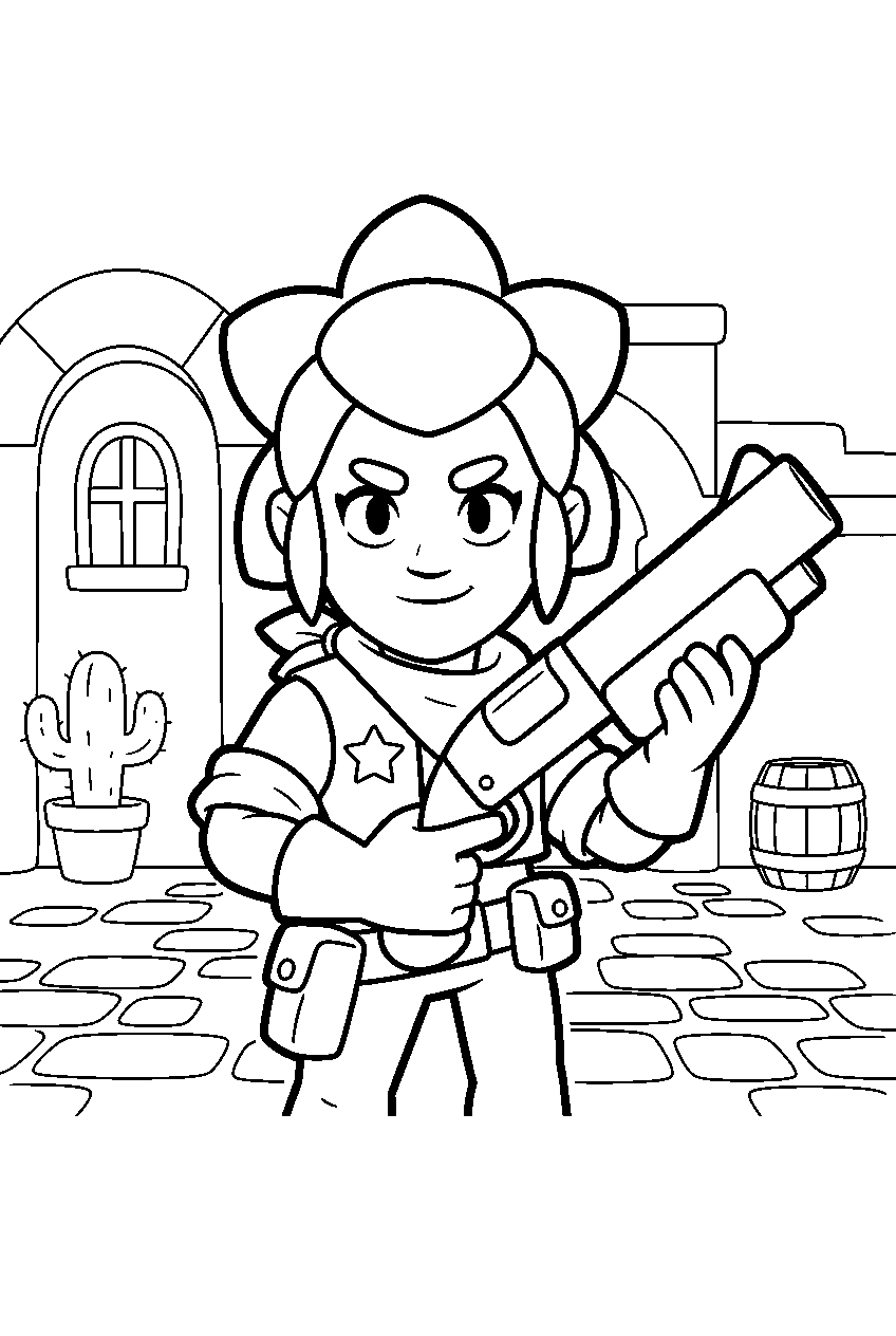 brawl stars characters in town square line art