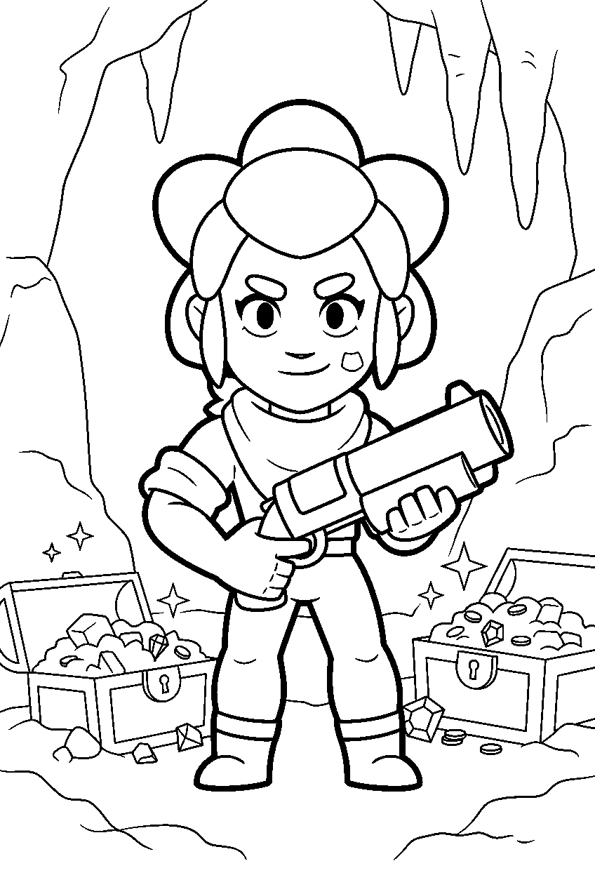 brawl stars characters in treasure cave line art
