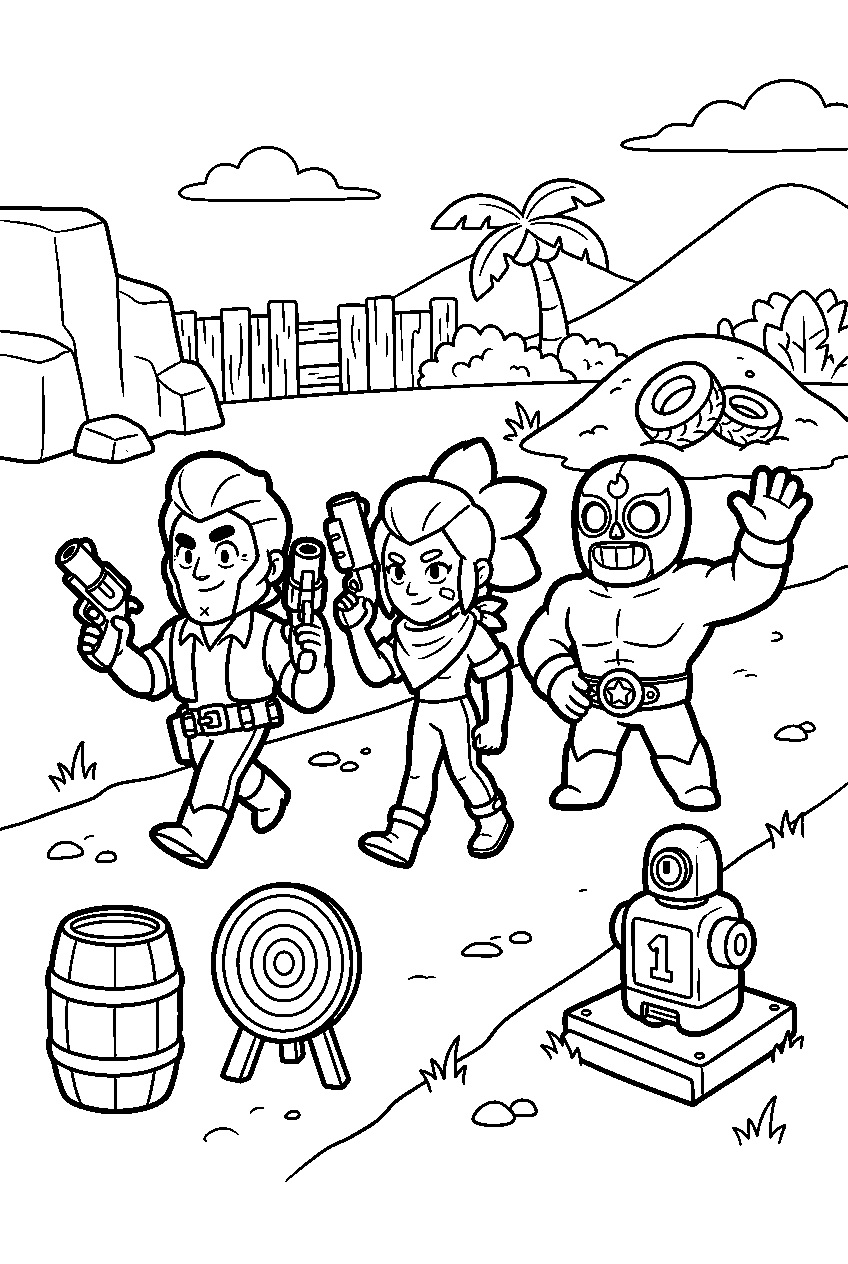 brawl stars exploring in training grounds line art