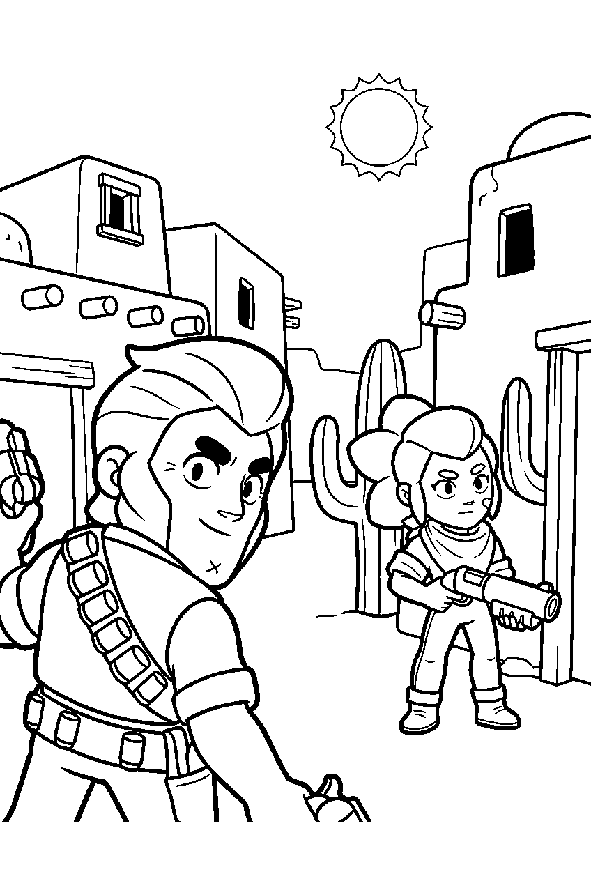 brawl stars looking around in desert town line art