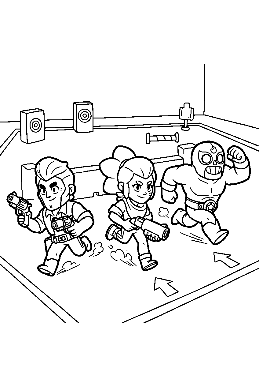 brawl stars running in practice arena line art
