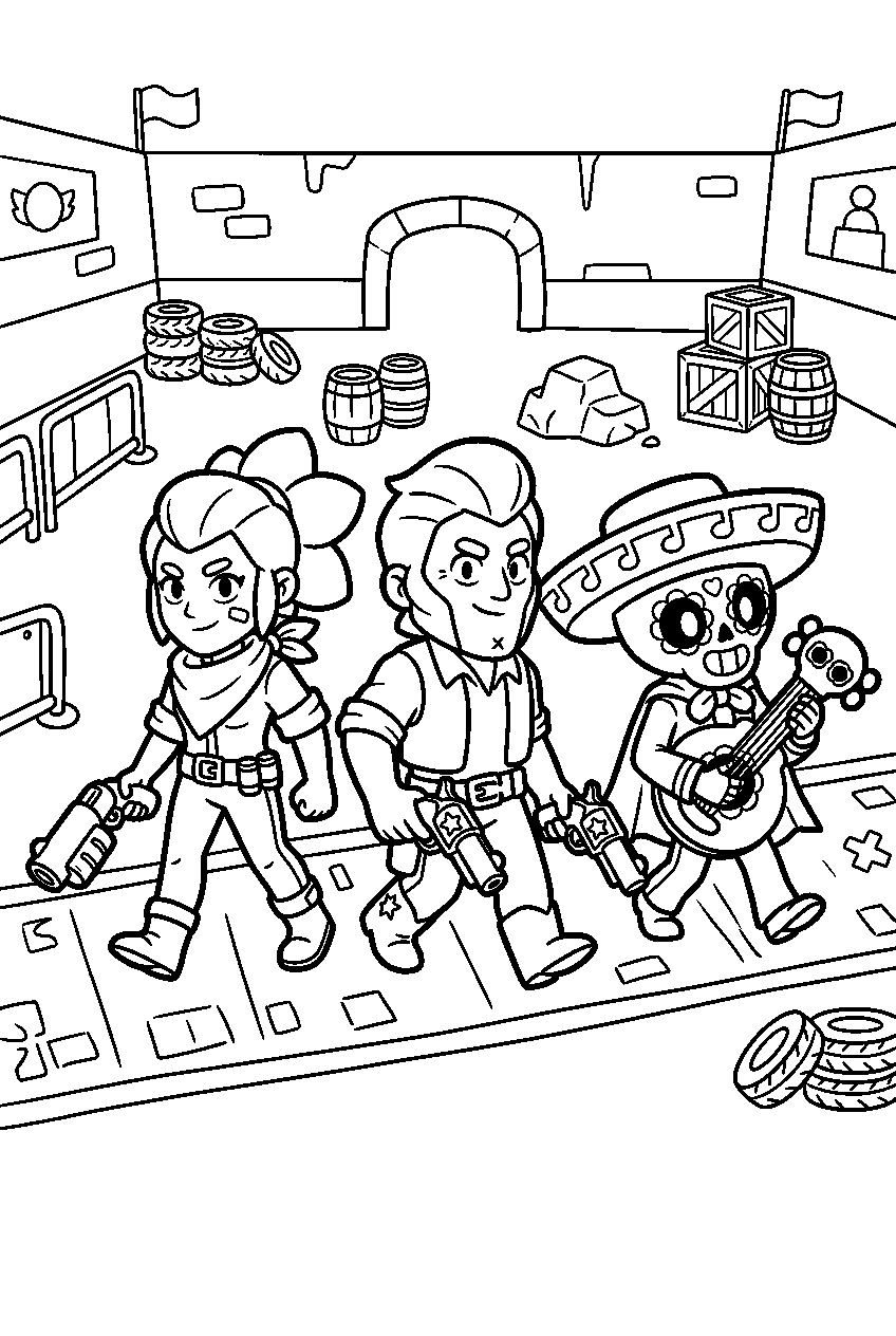 brawl stars walking in team battle arena line art