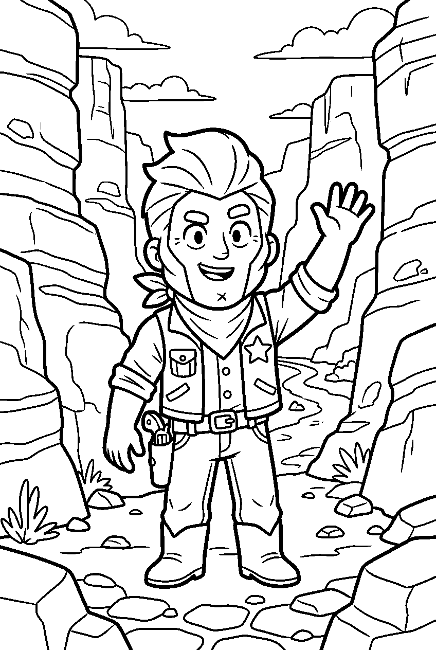 brawl stars waving in rocky canyon line art