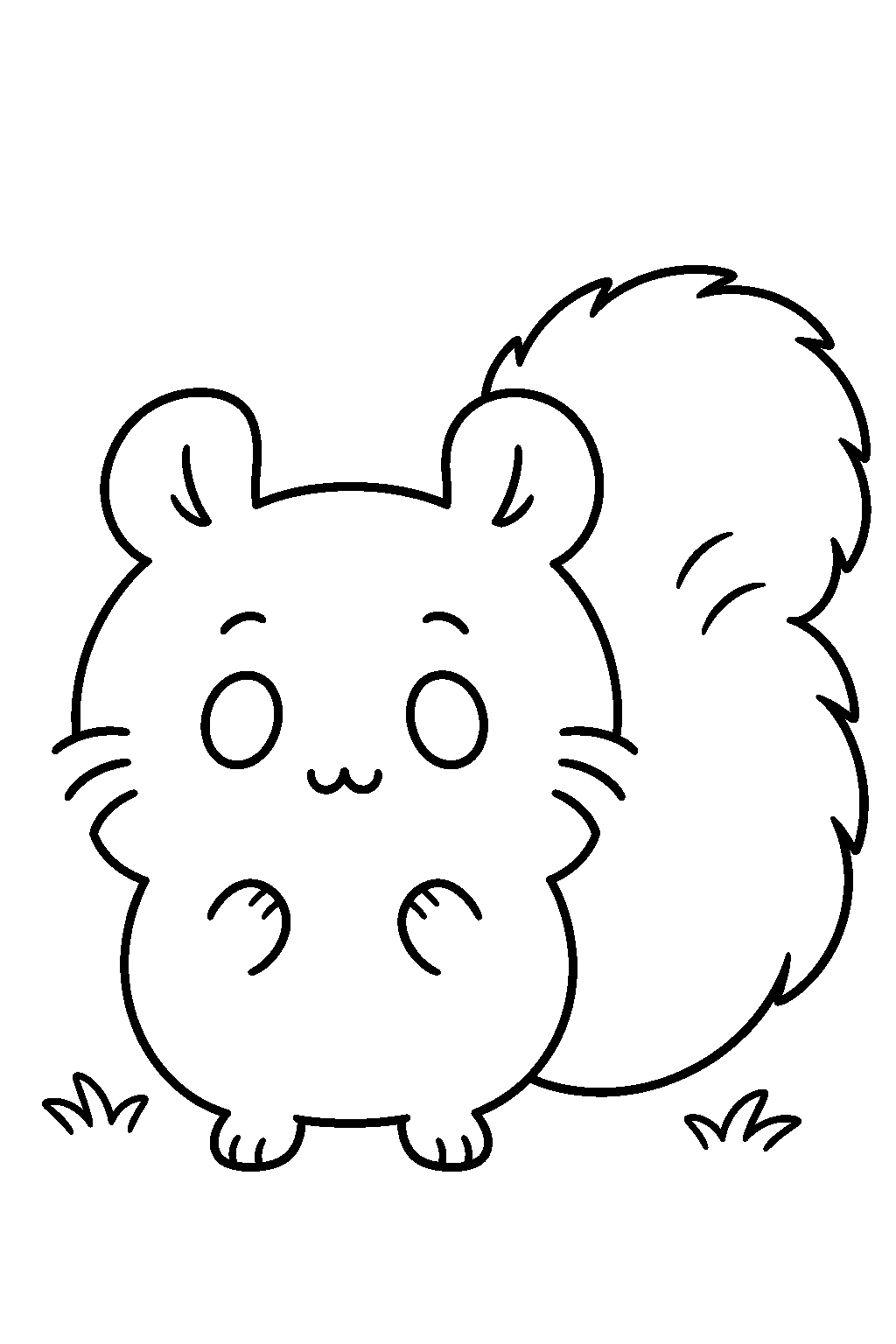 chiikawa momonga showing off a fluffy tail line art