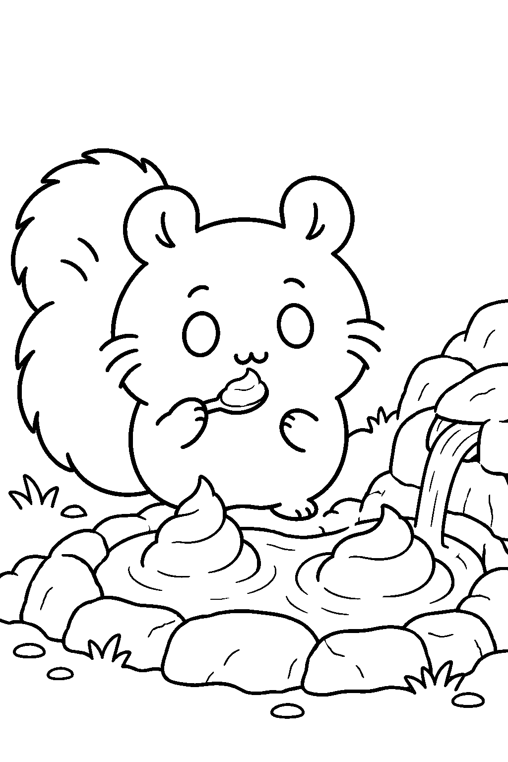 chiikawa momonga tasting two kinds of cream at a cream spring line art