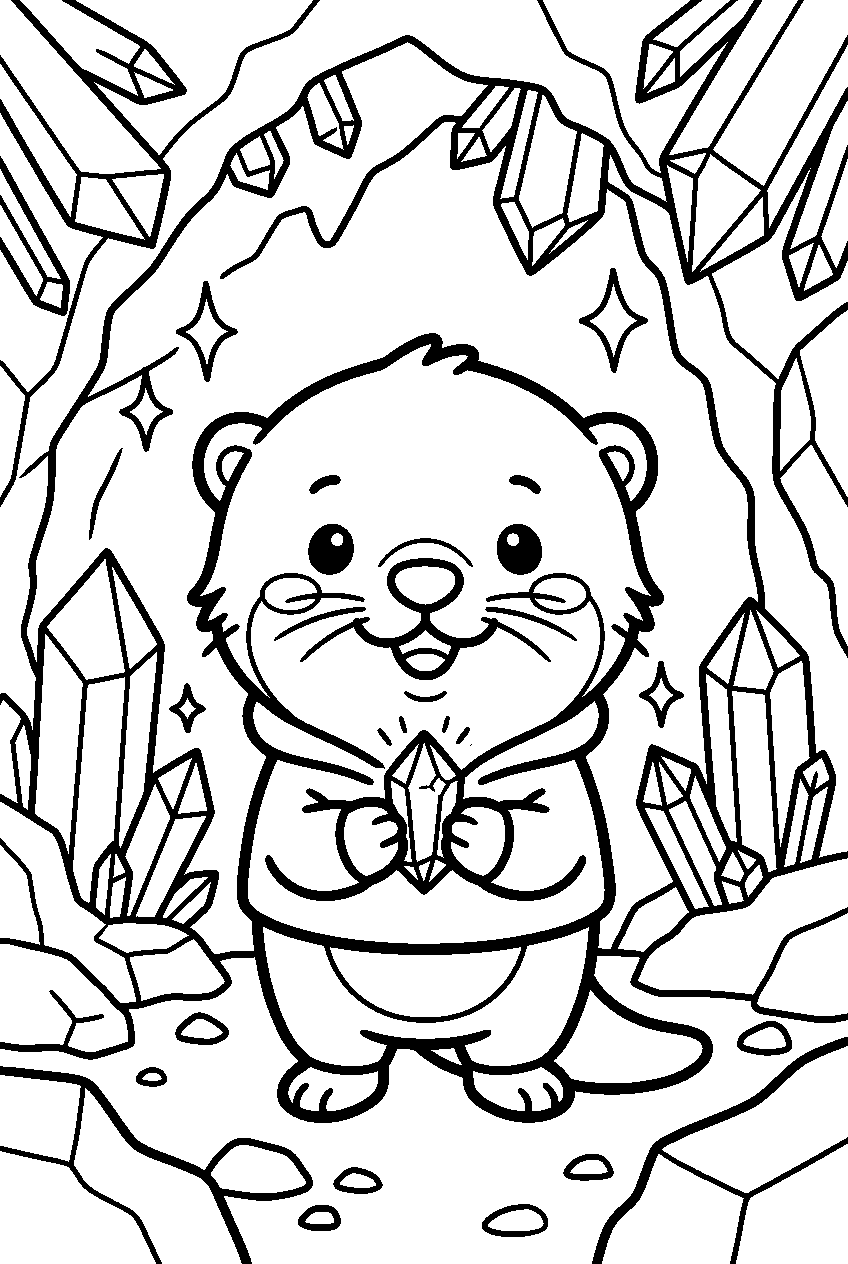 chiikawa rakko in crystal cave line art