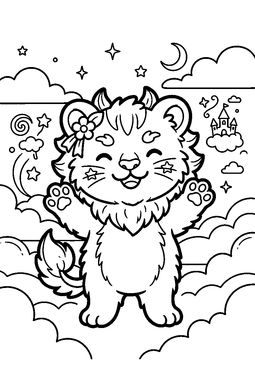 chiikawa shisa in dreamland line art