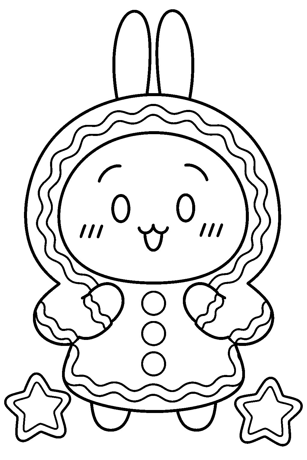 chiikawa usagi wearing a gingerbread cookie costume line art
