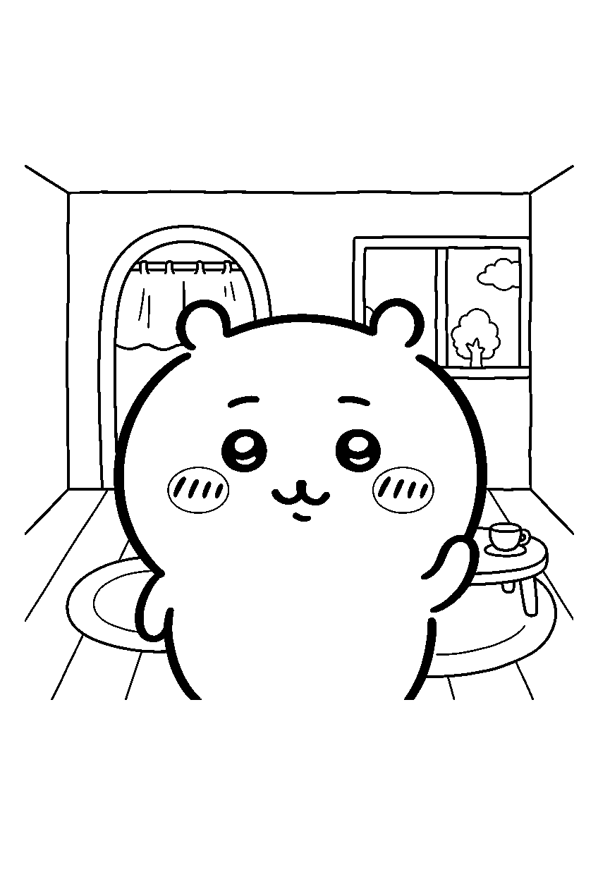 chiikawa in chiikawa house line art