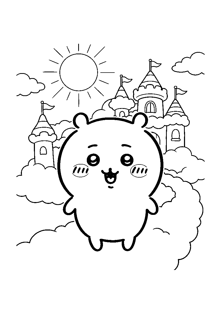 chiikawa in cloud kingdom line art