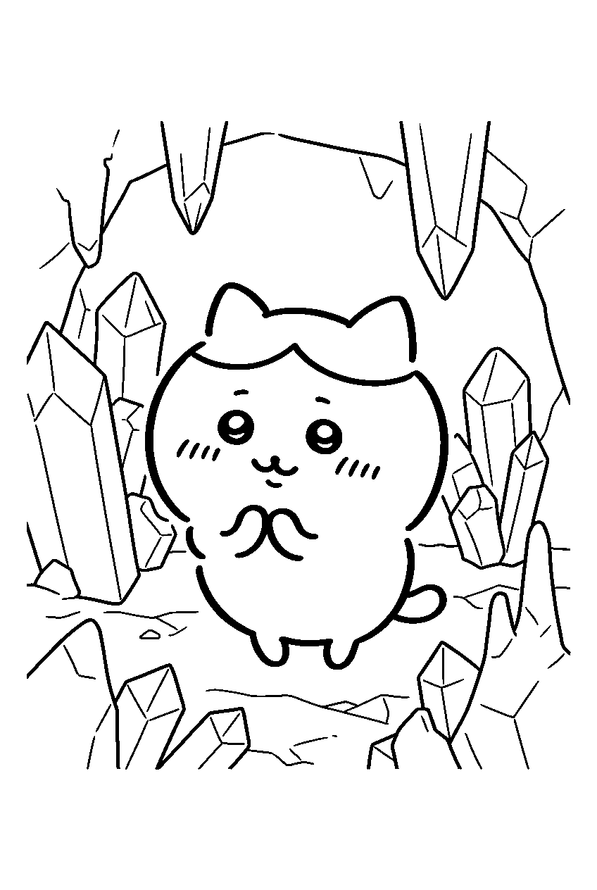 chiikawa in crystal cave line art
