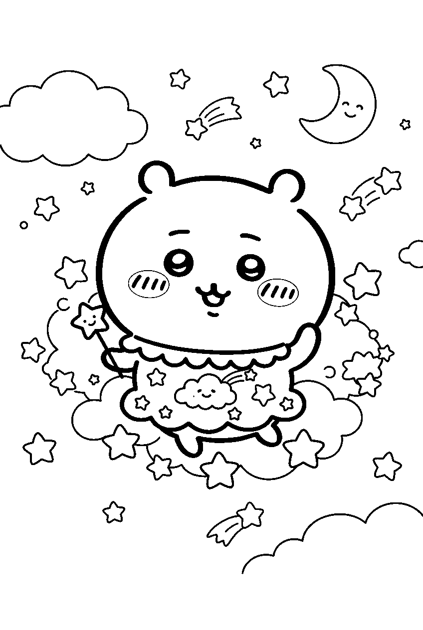 chiikawa in dreamland line art