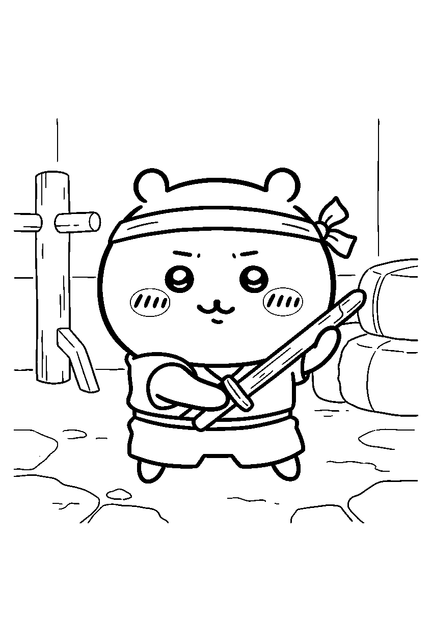chiikawa in training grounds line art