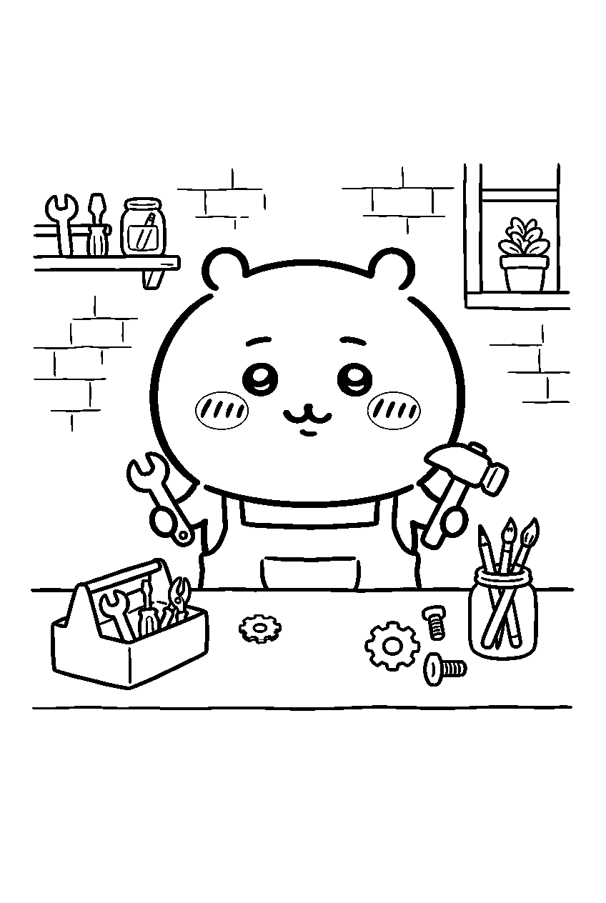 chiikawa in workshop line art