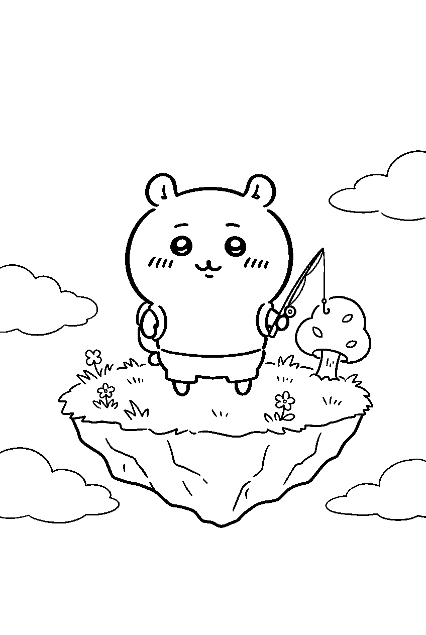 chiikawa on floating island line art