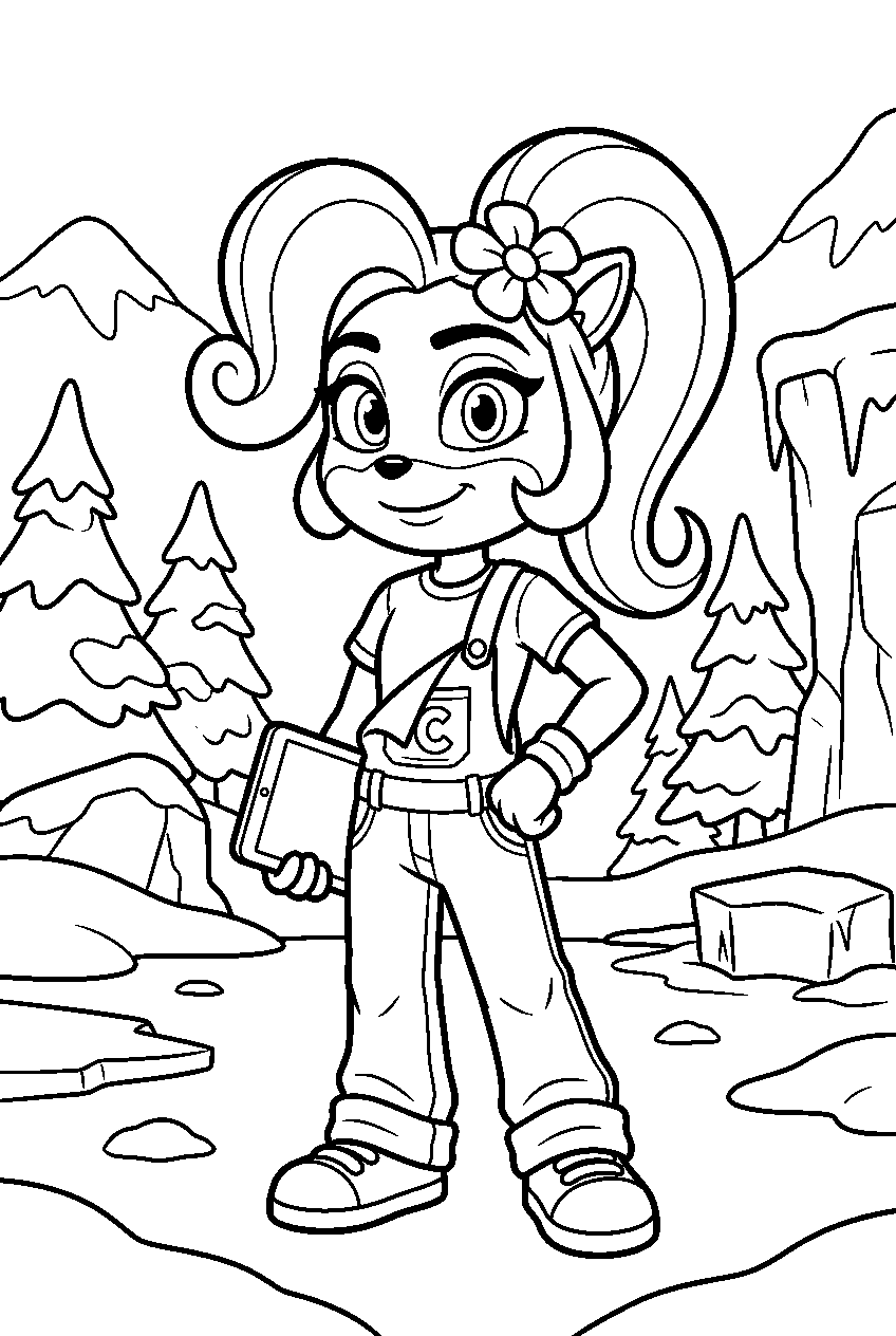 crash bandicoot coco in frozen valley line art