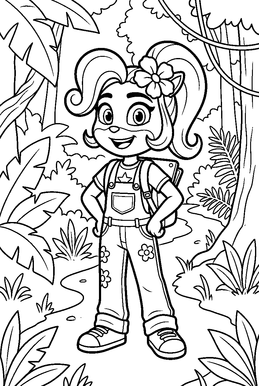 crash bandicoot coco in rainforest trail line art