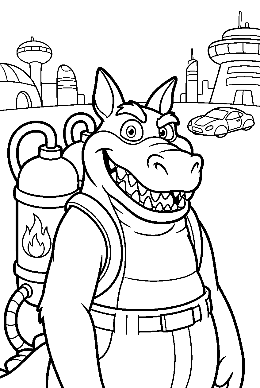 crash bandicoot dingodile in future city line art