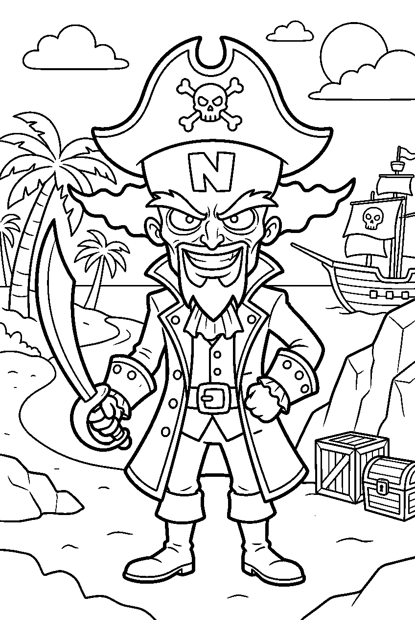 crash bandicoot neo cortex in pirate cove line art