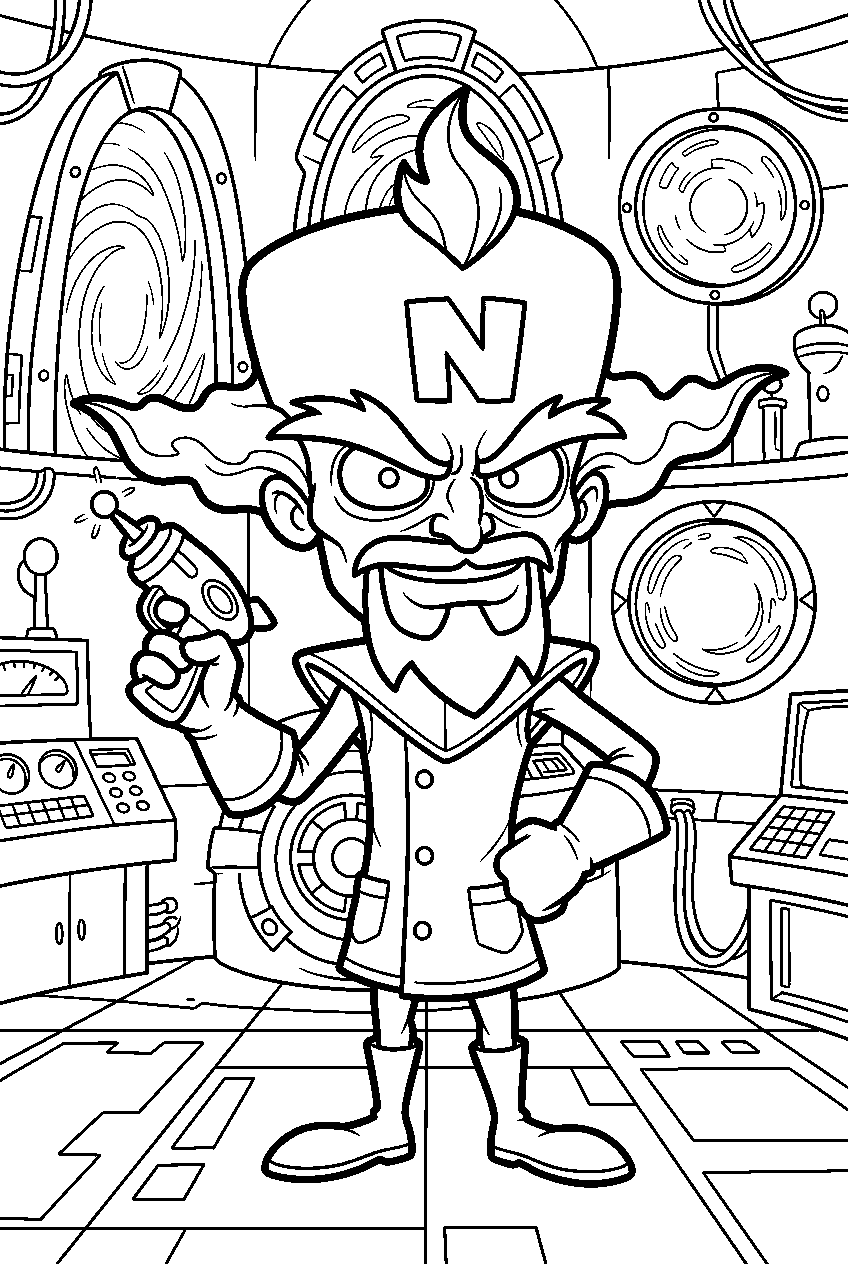 crash bandicoot neo cortex in warp room line art