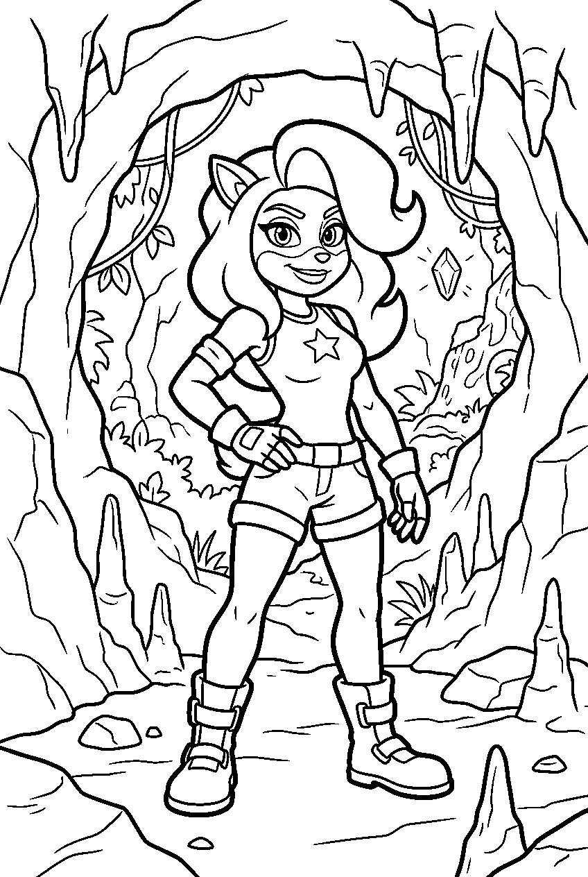 crash bandicoot tawna in hidden cave line art