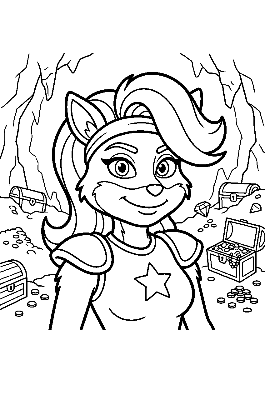 crash bandicoot tawna in treasure cave line art