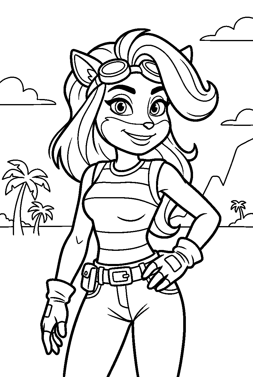 crash bandicoot tawna on n sanely island line art