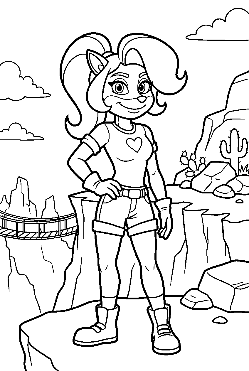 tawna bandicoot in cliffside area line art