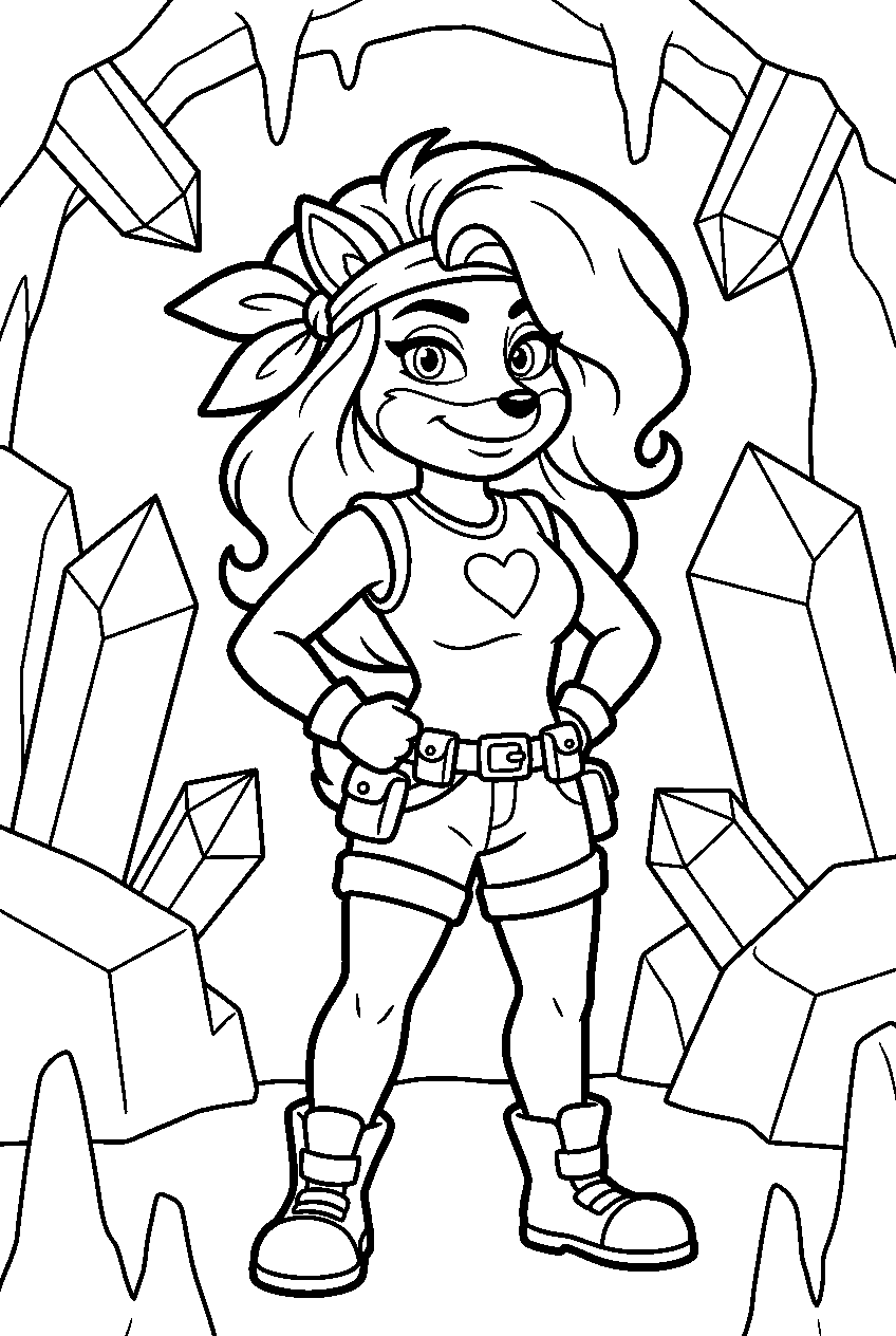 tawna bandicoot in crystal cave line art
