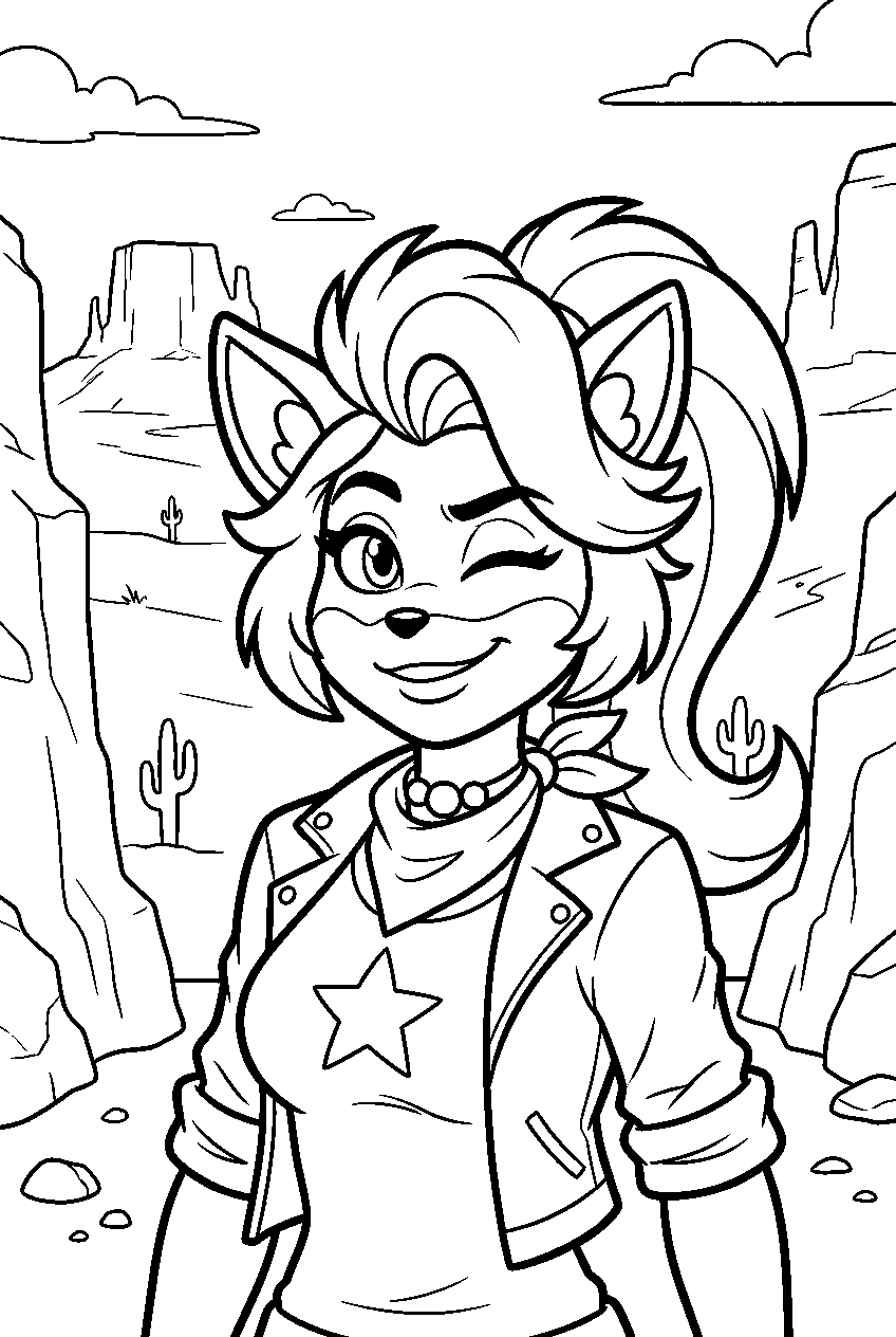 tawna bandicoot in desert canyon line art