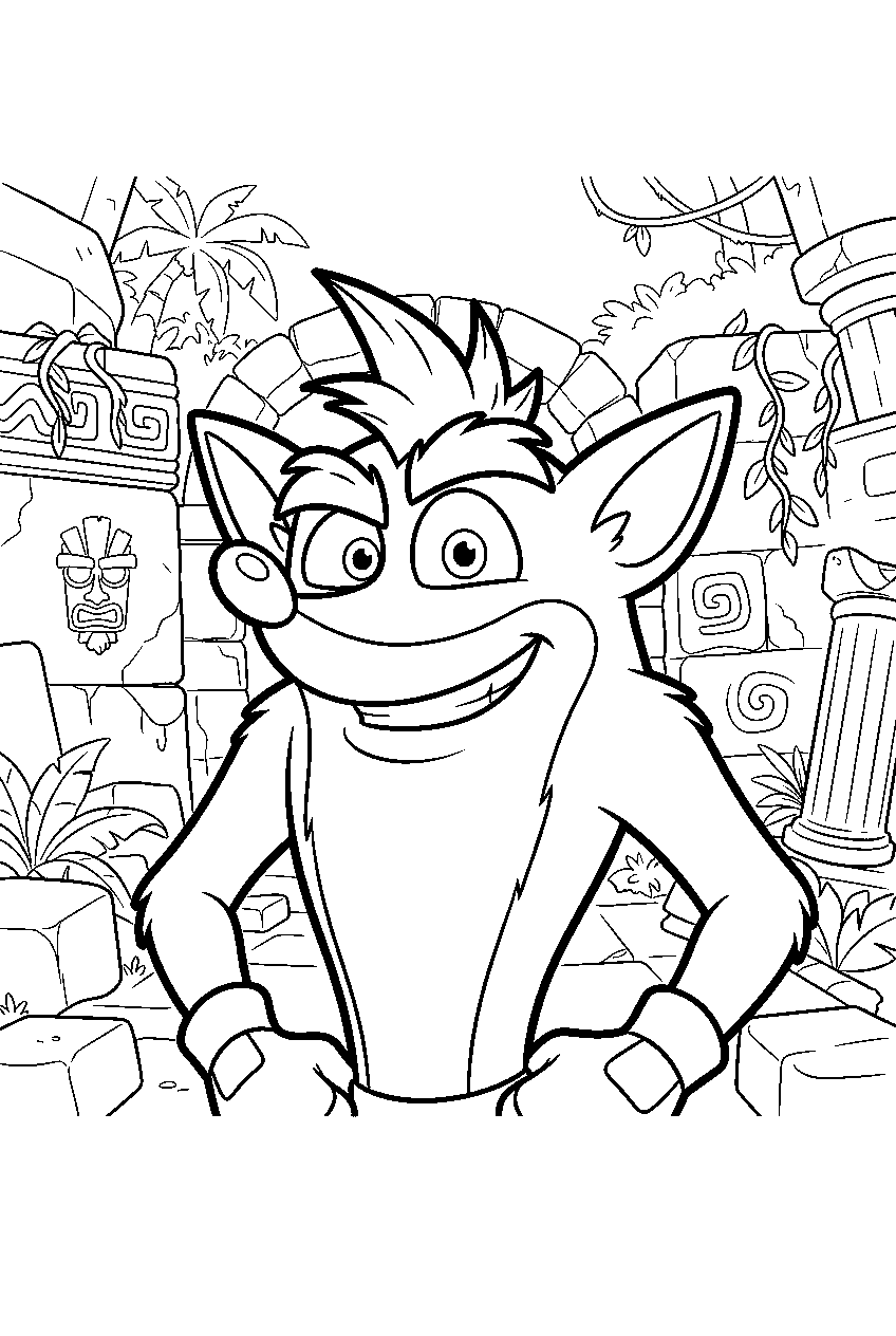 crash bandicoot in lost ruins line art