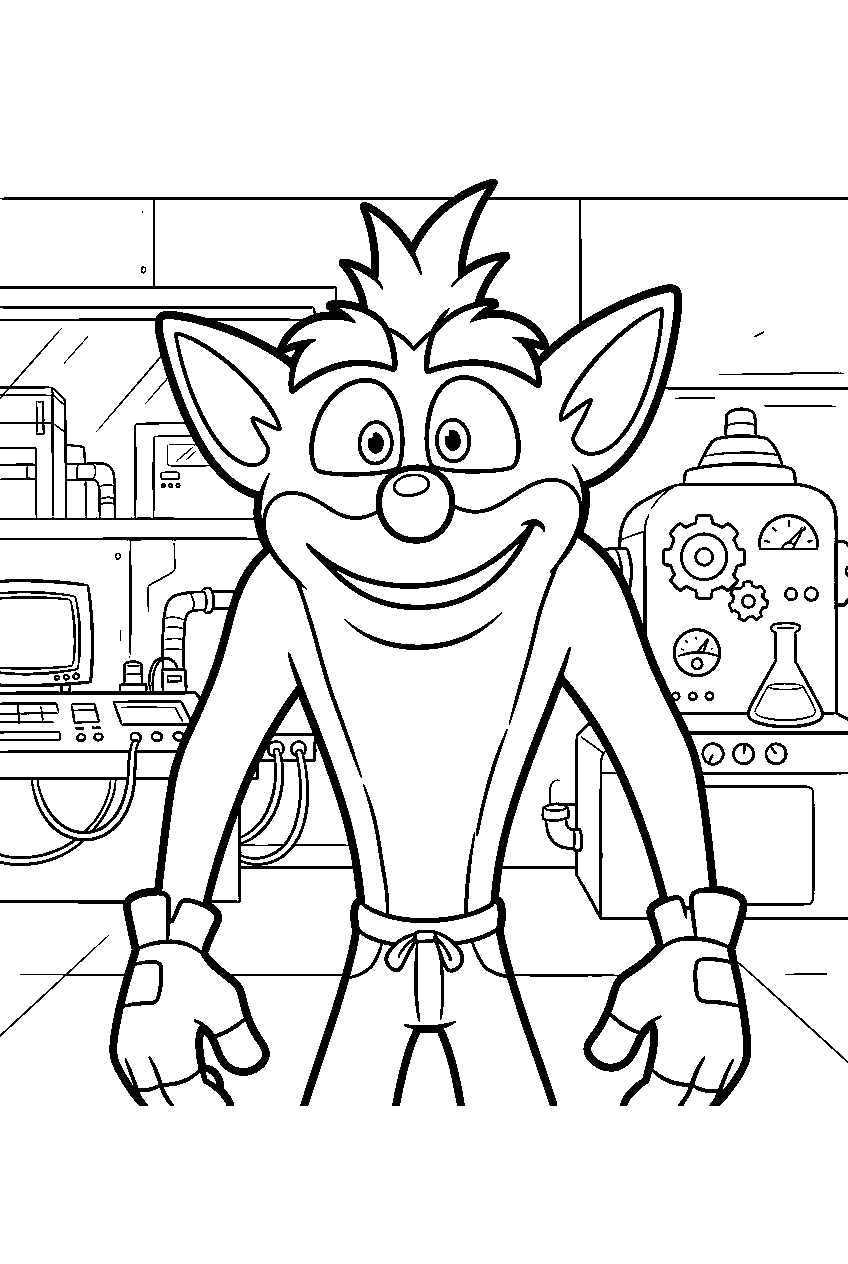 crash bandicoot in research facility line art