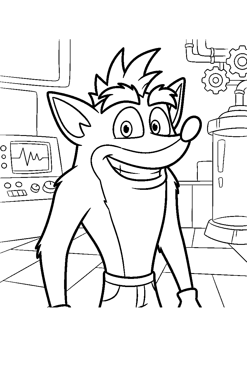 crash bandicoot in secret laboratory line art