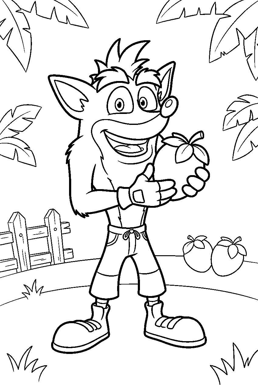 crash bandicoot in wumpa island line art