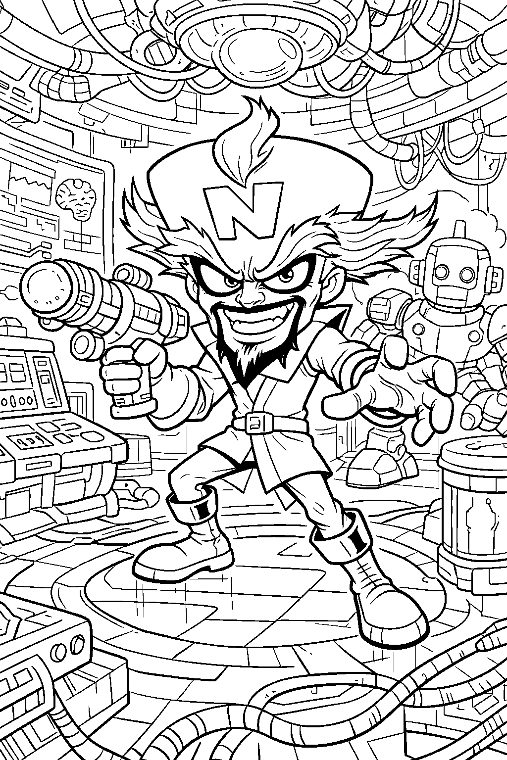 dr neo cortex laboratory line art