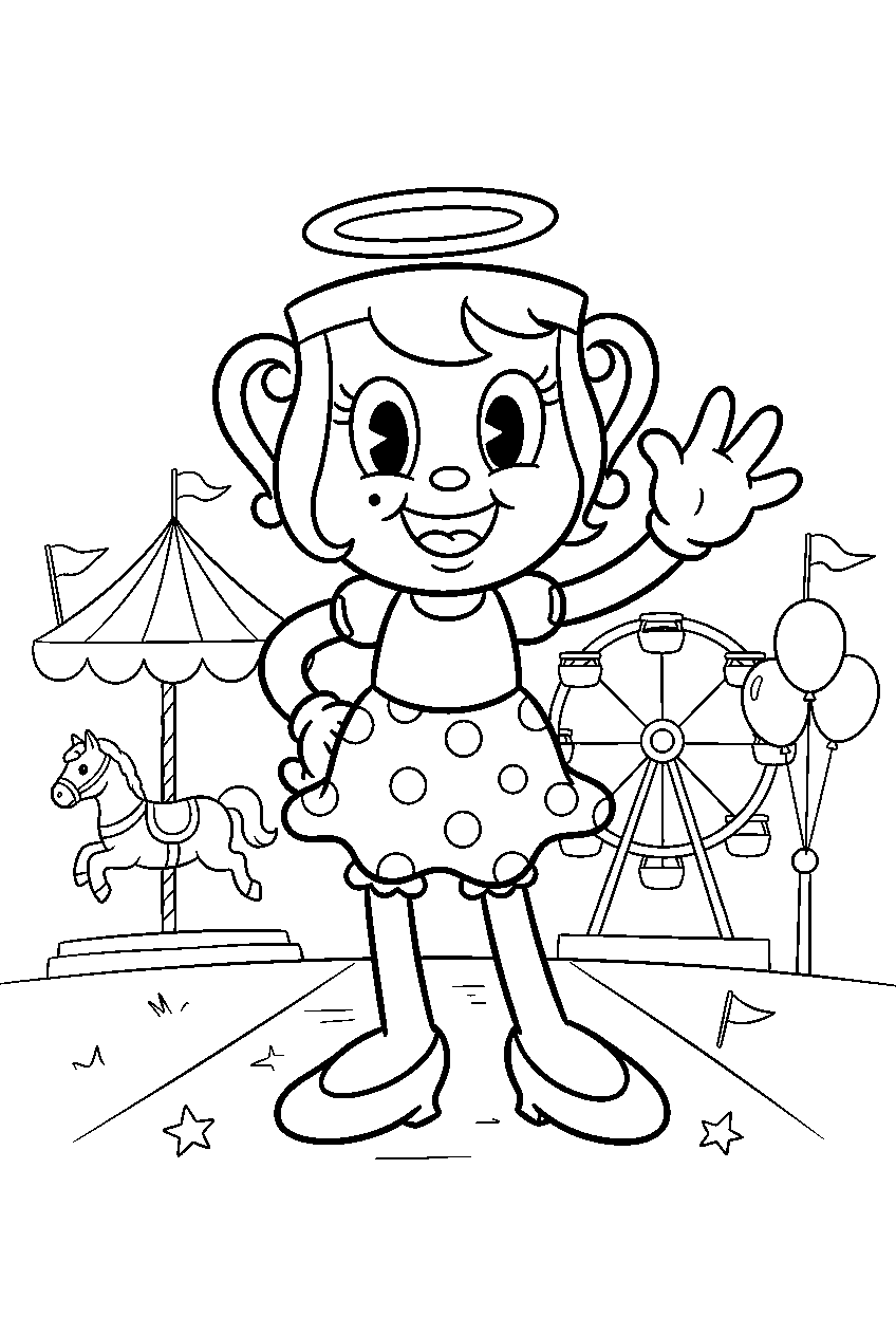 cuphead ms chalice in carnival grounds line art