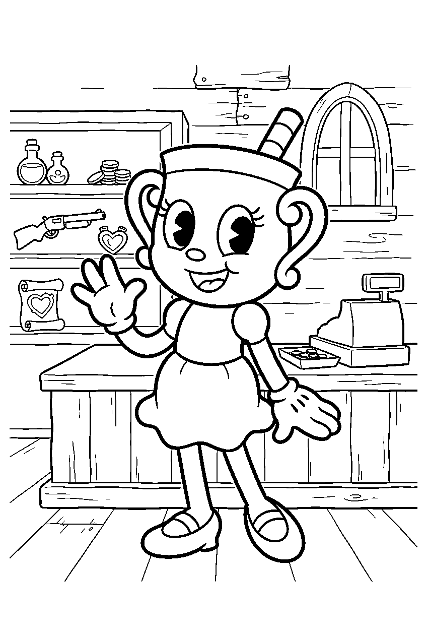 cuphead ms chalice in porkrind shop line art