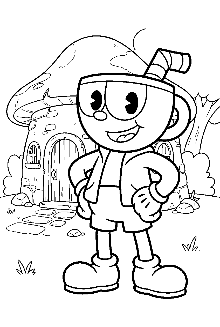 cuphead at elder kettle house line art