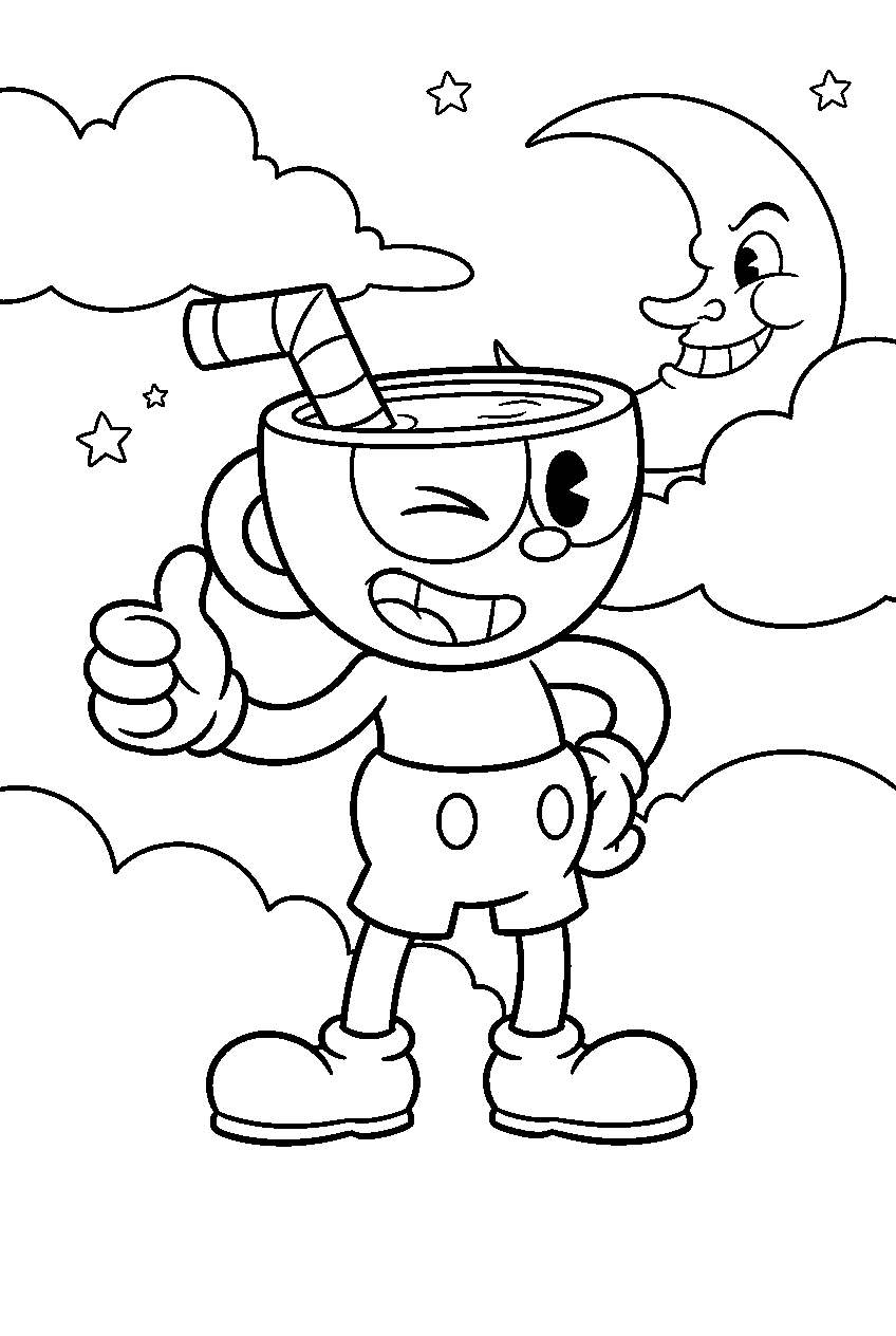 cuphead in hilda berg sky line art