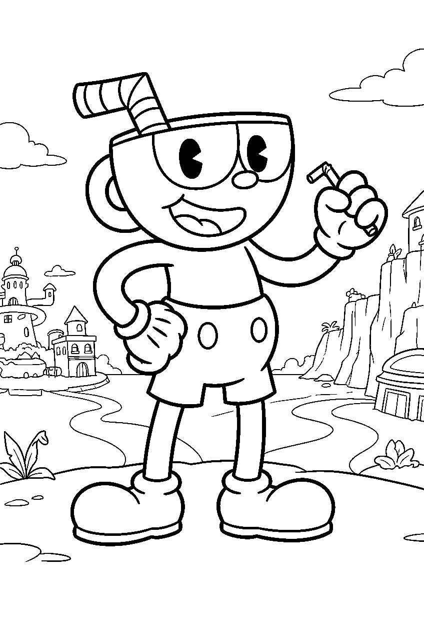 cuphead in inkwell isle three line art