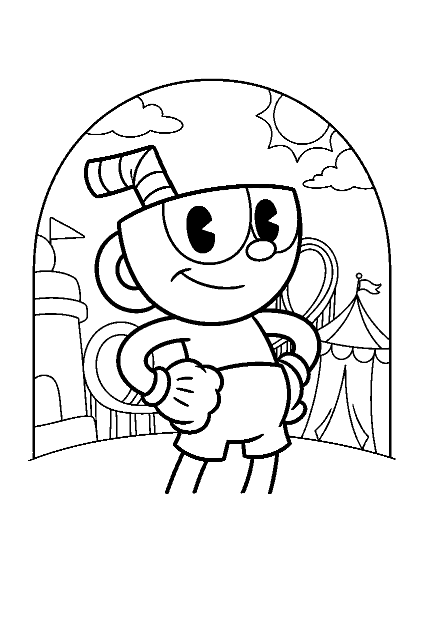 cuphead in inkwell isle two line art