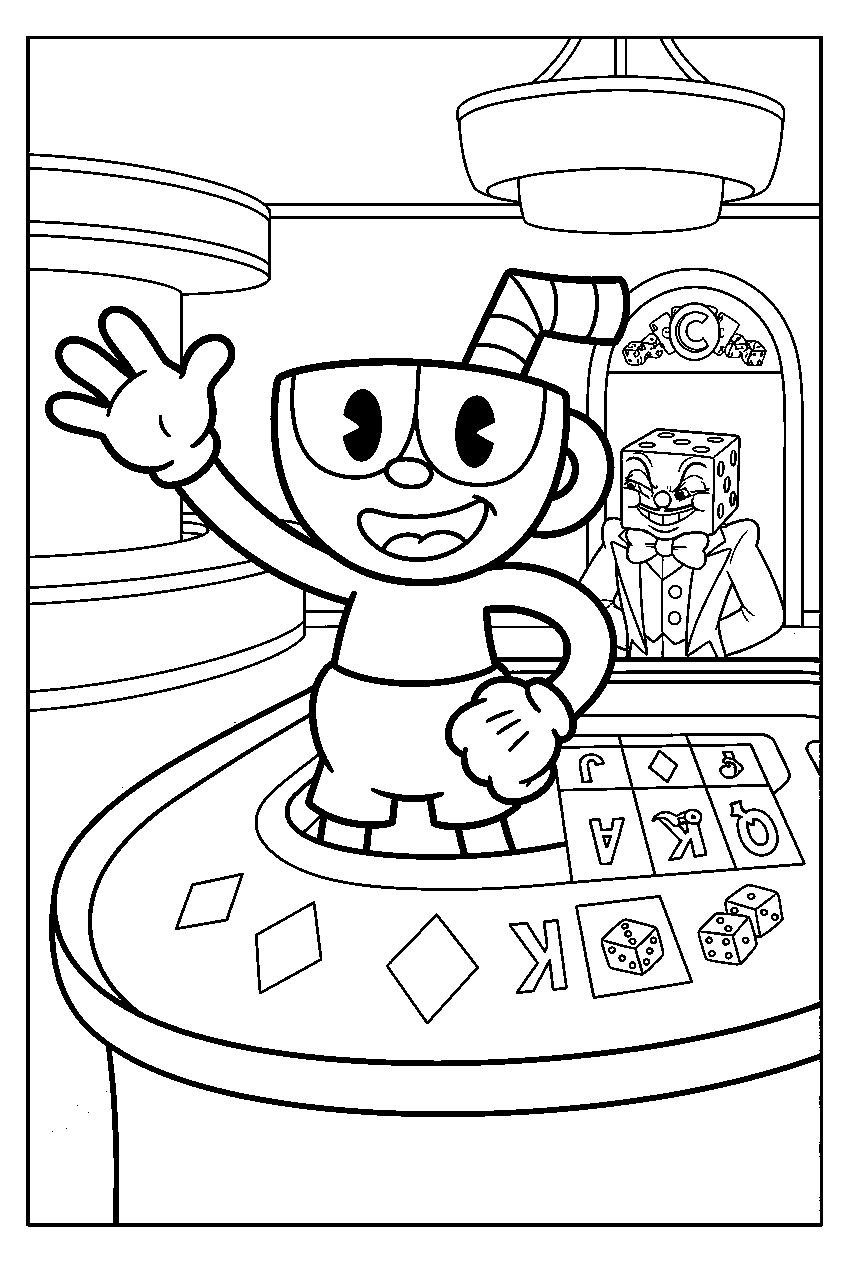 cuphead in king dice casino line art
