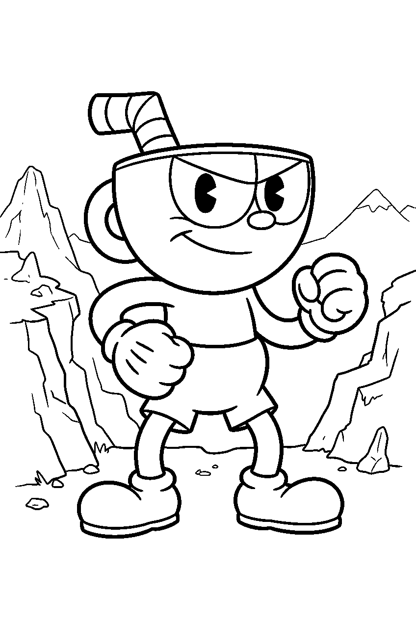 cuphead in rugged ridge line art