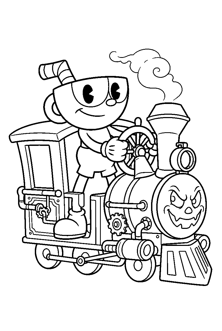cuphead on phantom express line art