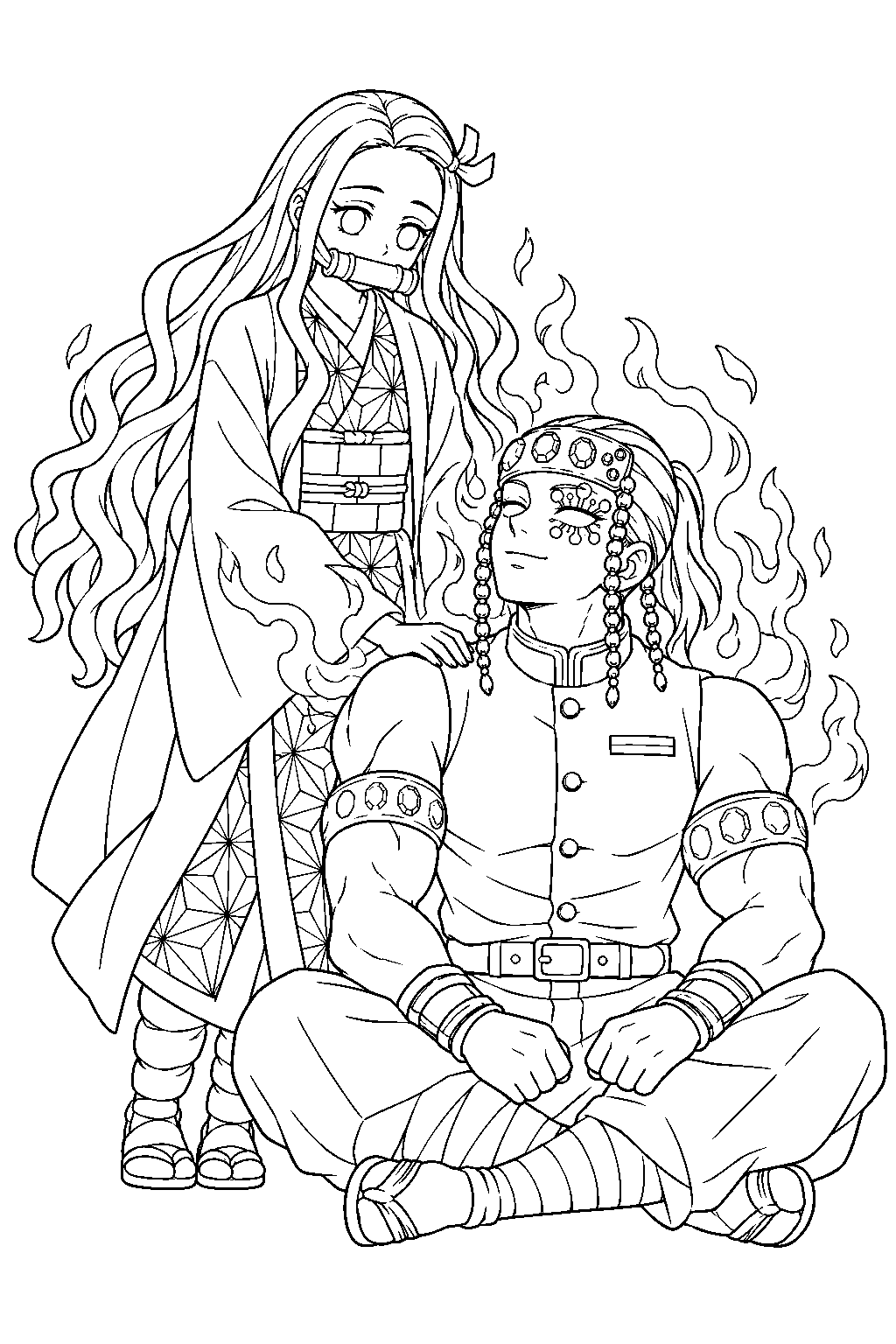 nezuko burning away tengen uzui s poison line art