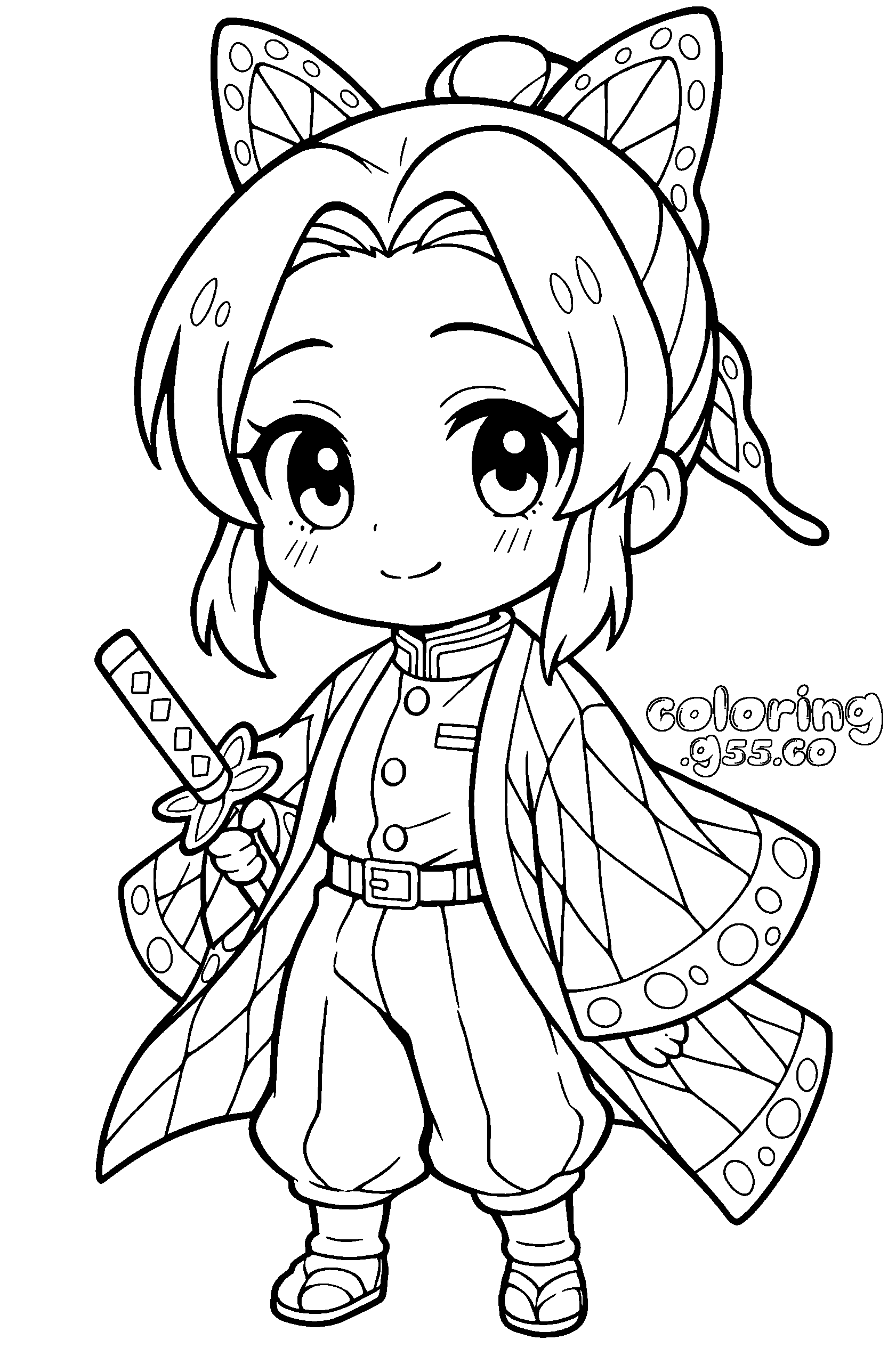 cute chibi shinobu kocho line arts for kids anime demon slayer kimetsu no yaiba sheet